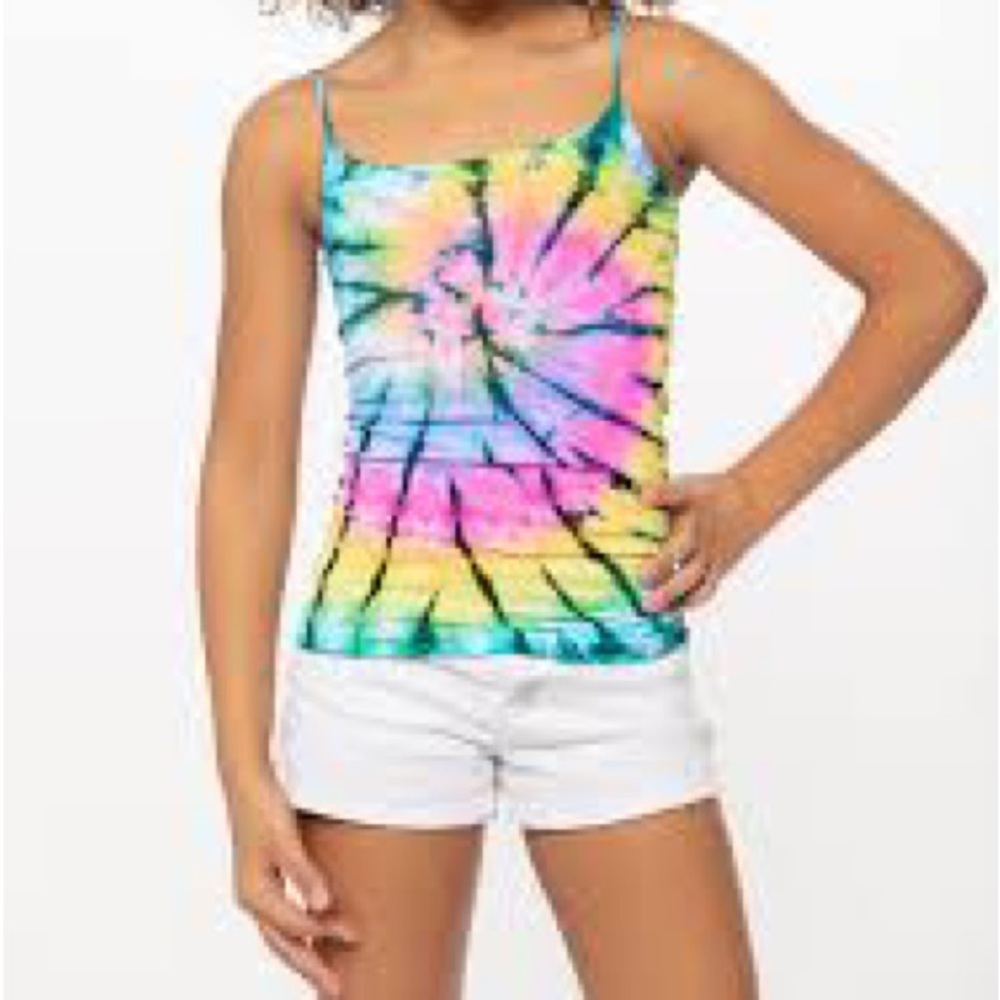 Malibu Sugar Girls Swirl Tie Dye Full Cami Tank Top
